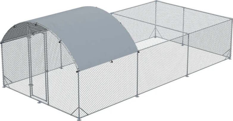 Recinto-per-Galline-da-Esterno-in-Acciaio-con-Telo-di-Copertura-in-PE-Anti-UV,-570x280cm-GT8D51-341V00SRGT8