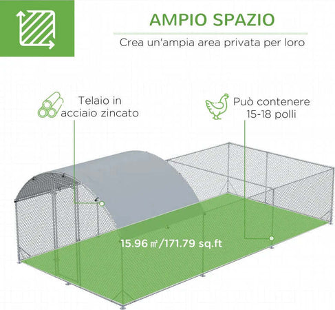 Recinto-per-Galline-da-Esterno-in-Acciaio-con-Telo-di-Copertura-in-PE-Anti-UV,-570x280cm-GT8D51-341V00SRGT8