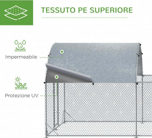 Recinto-per-Galline-da-Esterno-in-Acciaio-con-Telo-di-Copertura-in-PE-Anti-UV,-570x280cm-GT8D51-341V00SRGT8