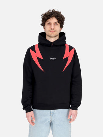 PHOBIA Felpa Leggera Cappuccio Uomo Screaming Skulls Print Hoodie Black/red da uomo