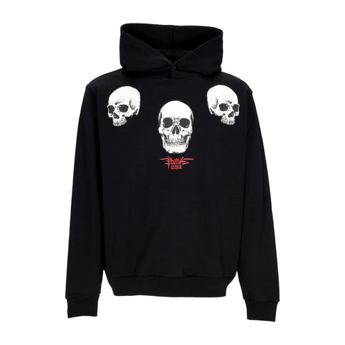 PHOBIA Felpa Leggera Cappuccio Uomo Triple Skull Print Hoodie Black/red da uomo