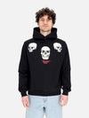 PHOBIA Felpa Leggera Cappuccio Uomo Triple Skull Print Hoodie Black/red da uomo