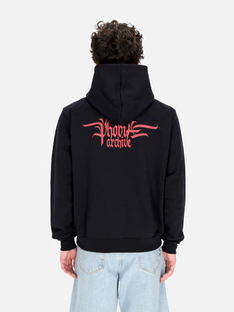 PHOBIA Felpa Leggera Cappuccio Uomo Triple Skull Print Hoodie Black/red da uomo