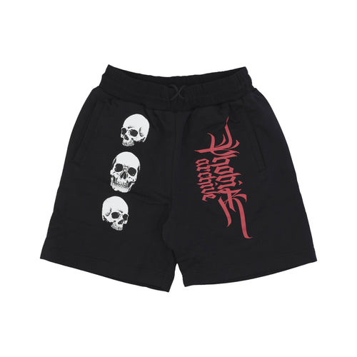 PHOBIA Pantalone Corto Tuta Uomo Triple Skull Print Shorts Black/red da uomo
