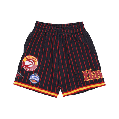 MITCHELL & NESS Pantaloncino Basket Uomo Nba Hometown Mesh Short Hardwood Classics Atlhaw Black/red da uomo