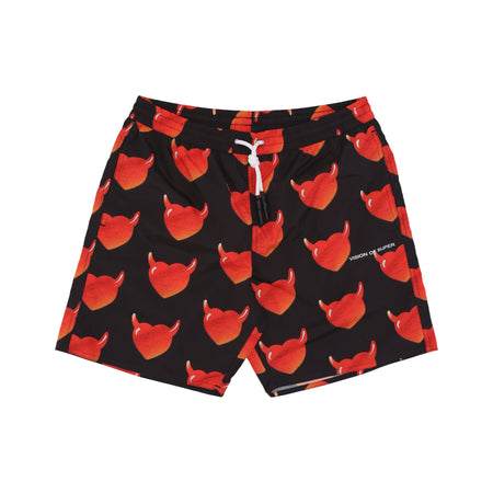 VISION OF SUPER Costume Pantaloncino Uomo Aop Hearts Swimwear Black/red da uomo