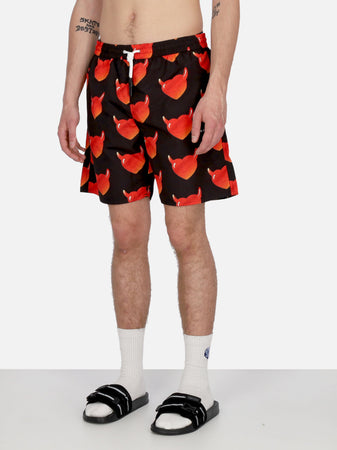 VISION OF SUPER Costume Pantaloncino Uomo Aop Hearts Swimwear Black/red da uomo