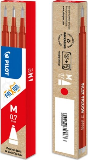 Refill a sfera Frixionball - punta 0 7mm - rosso - Pilot - conf. 3 pezzi Cancelleria e prodotti per ufficio/Penne matite scrittura e correzione/Penne e ricariche/Penne roller a inchiostro gel Eurocartuccia - Pavullo, Commerciovirtuoso.it
