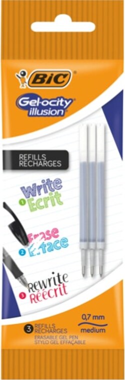 Refill a sfera gel cancellabile Gelocity Illusion - punta 0 7 mm - nero - Bic - conf. 3 pezzi Cancelleria e prodotti per ufficio/Penne matite scrittura e correzione/Penne e ricariche/Ricariche penne Eurocartuccia - Pavullo, Commerciovirtuoso.it