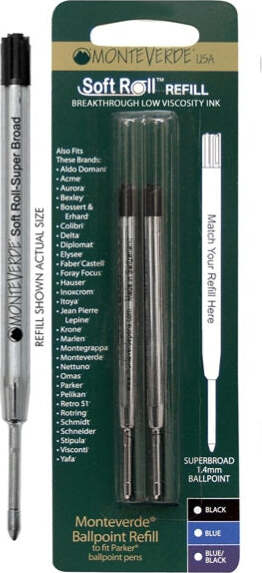 Refill per sfera Parker - punta large - nero - Monteverde - conf. 2 pezzi Cancelleria e prodotti per ufficio/Penne matite scrittura e correzione/Penne e ricariche/Ricariche penne Eurocartuccia - Pavullo, Commerciovirtuoso.it