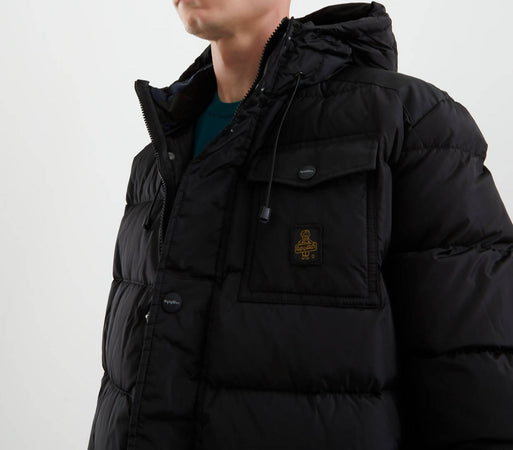 Refrigiwear Piumino Uomo 250gr Nero Giacca Invernale Imbottita 100% Piuma Giubbotto con Cappuccio Anti Vento Impermeabile Zip, Tasche Polsini Moda/Uomo/Abbigliamento/Giacche e cappotti/Giacche impermeabili Euforia - Bronte, Commerciovirtuoso.it