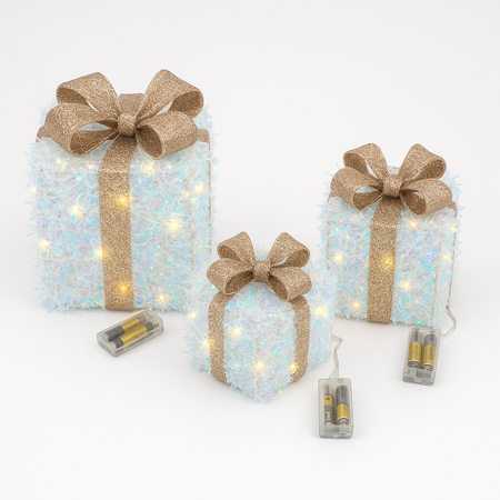 Regali natalizi in metallo con luci LED per decorazioni natalizie set da 3