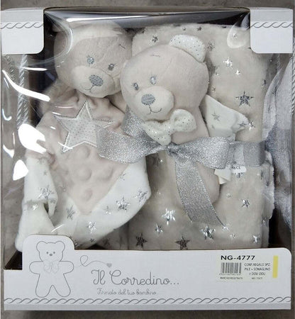 Regalo-neonato-con-Plaid,-Doudou-e-sonaglino-Nazareno-Gabrielli