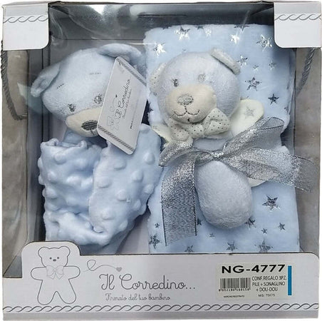 Regalo-neonato-con-Plaid,-Doudou-e-sonaglino-Nazareno-Gabrielli