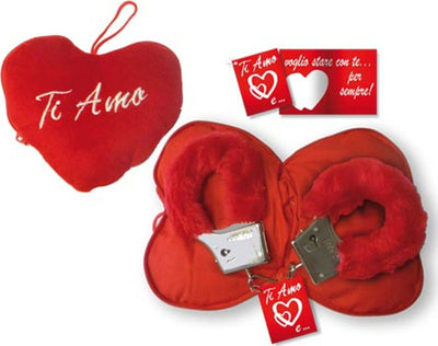 Regalo set San Valentino Cuore Con Manette Peluche Rosso + Biglietto Ti Amo Salute e cura della persona/Erotismo e contraccezione/Oggetti insoliti e giochi/Set regalo e kit erotici Kondorama - Martinsicuro, Commerciovirtuoso.it