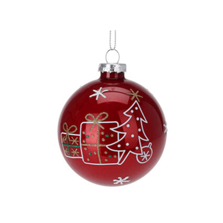 Sfere per albero di Natale in vetro colore rosso per decorazione natalizia