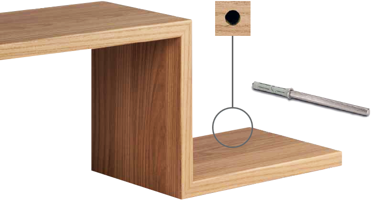 Tasselli a scomparsa 8 x 100 per mensola e reggimensola Ø 12 mm