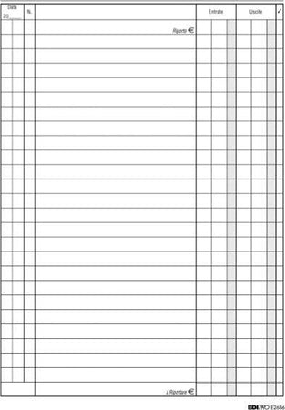 Registro cassa entrate-uscite - 24 x 17cm - 100 fogli - Edipro Cancelleria e prodotti per ufficio/Archivio ufficio e accessori per scrivania/Modulistica e conservazione registri/Libri e registri contabili Eurocartuccia - Pavullo, Commerciovirtuoso.it