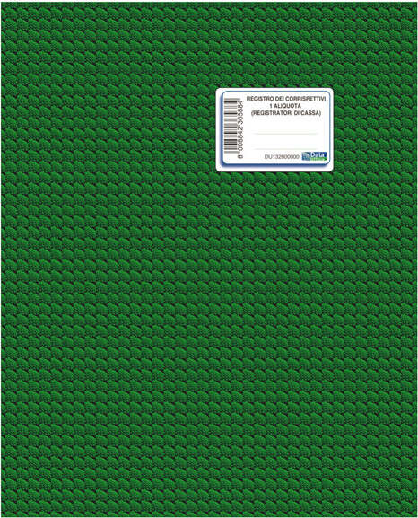 Registro corrispettivi 1 aliquota r-cassa - 46 pag - DU132800000 - Data Ufficio Cancelleria e prodotti per ufficio/Archivio ufficio e accessori per scrivania/Modulistica e conservazione registri/Libri e registri contabili Eurocartuccia - Pavullo, Commerciovirtuoso.it