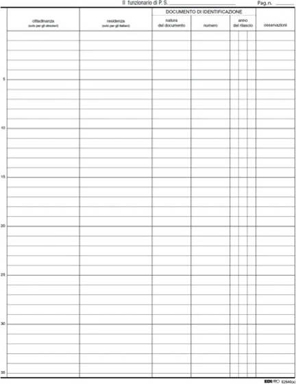 Registro persone alloggiate - 31 x 24 5cm - 46pg - Edipro Cancelleria e prodotti per ufficio/Archivio ufficio e accessori per scrivania/Modulistica e conservazione registri/Libri e registri contabili Eurocartuccia - Pavullo, Commerciovirtuoso.it