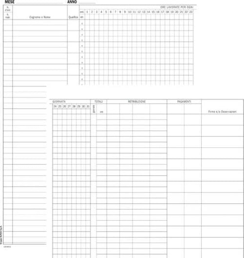 Registro presenze mensili - 48 pagine - 31 x 24 5 cm - DU131301200 - Data Ufficio Cancelleria e prodotti per ufficio/Archivio ufficio e accessori per scrivania/Modulistica e conservazione registri/Libri e registri contabili Eurocartuccia - Pavullo, Commerciovirtuoso.it
