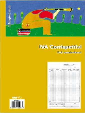 Registro prima nota Iva corrispettivi - 13-13 fogli autoricalcanti - 29 7 x 23cm - Edipro Cancelleria e prodotti per ufficio/Archivio ufficio e accessori per scrivania/Modulistica e conservazione registri/Libri e registri contabili Eurocartuccia - Pavullo, Commerciovirtuoso.it