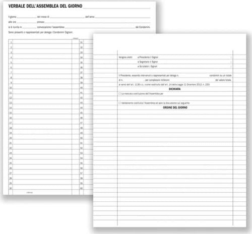 Registro verbali assemblee condominiali - 80 pagine - 31 x 24 5 cm - DU136400000 - Data Ufficio Cancelleria e prodotti per ufficio/Archivio ufficio e accessori per scrivania/Modulistica e conservazione registri/Libri e registri contabili Eurocartuccia - Pavullo, Commerciovirtuoso.it