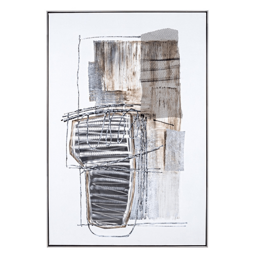 Quadro olio crown 82.5 x 122.5 dipinto su tela con applicazioni metalliche struttura in legno di abete cornice in plastica