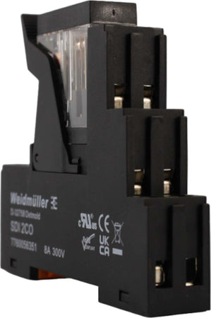 Relè-di-Scambio-+-Zoccolo-2-Via-+-Diodo-+-Led-con-Pulsante-Prova-WEIDMULLER