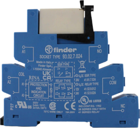 Relè-slim-8A-24VDC-serie-38-DPDT-Finder