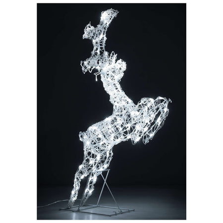 Renna che salta luminosa in filo di cristallo per uso interno ed esterno h80 cm