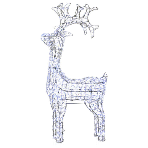 Decorazione natalizia Renna in Piedi con cristalli e 150 led da esterno h 92 cm