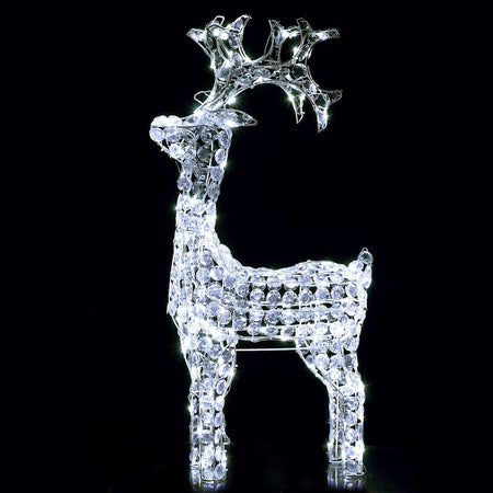 Decorazione natalizia "Renna in Piedi" con cristalli e 150 led da esterno h 92 cm