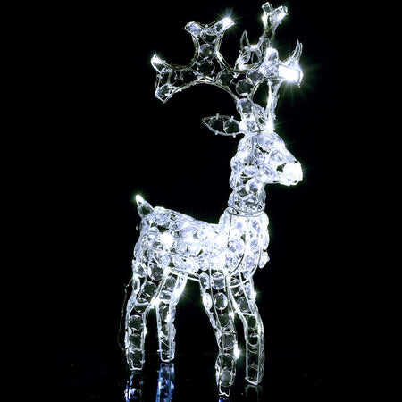 Decorazione natalizia "Renna in Piedi" con cristalli 80 led da esterno h 66 cm