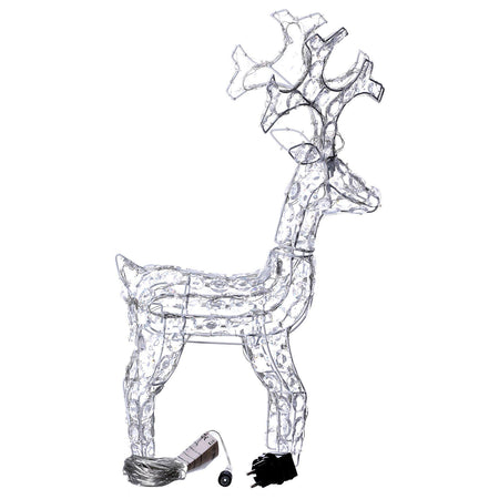 Decorazione natalizia "Renna in Piedi" con cristalli 80 led da esterno h 66 cm
