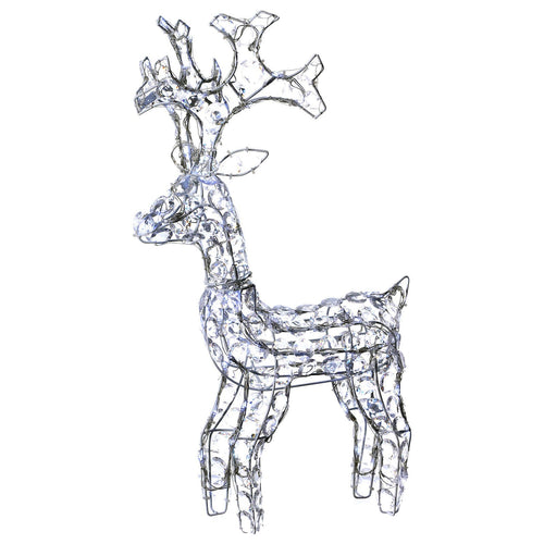 Decorazione natalizia Renna in Piedi con cristalli 80 led da esterno h 66 cm