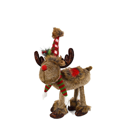 Peluche renna natalizia con abito rosso e verde decorazione per interno