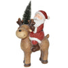 Statua Natalizia Babbo natale su Renna in poliresina decorazione a led h 46 cm