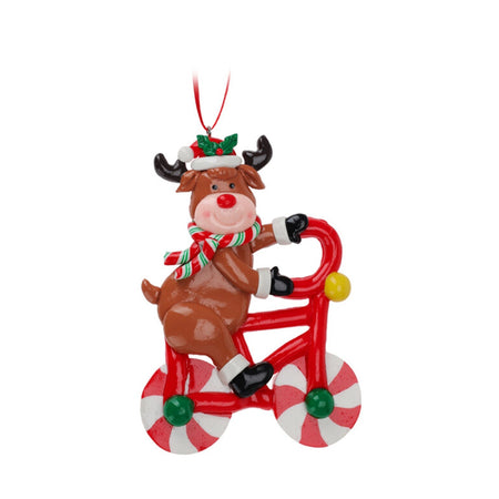 Pendente figura di natale con bici per Albero di Natale per decorazioni natalizie