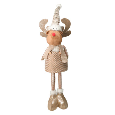 Peluche renna natalizia telescopica decorazione per interno da 49 cm
