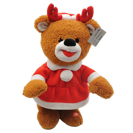 Orso peluche di natale musicale per decorazione natalizia 37 cm