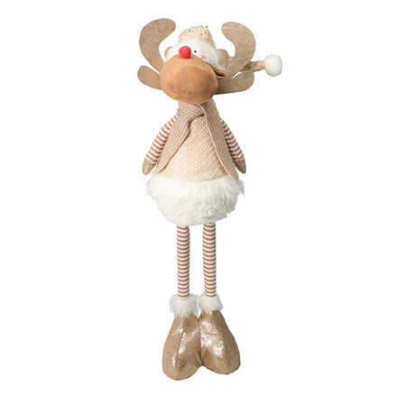 Peluche renna natalizia telescopica decorazione per interno da 49 cm