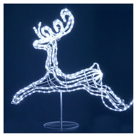 Figura luminosa 2 renne con slitta decorazione natalizia per esterno 4 mt