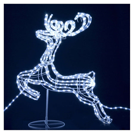 Figura luminosa 2 renne con slitta decorazione natalizia per esterno 4 mt