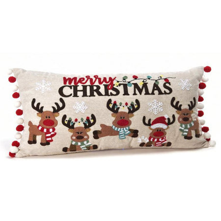 Cuscino in velluto con renne per decorazioni natalizie 35 x 60 cm