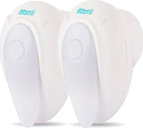 Repellente Zanzare Ultrasuoni Spina Europea Luce LED Notturna Topi Insetti 2 pezzi