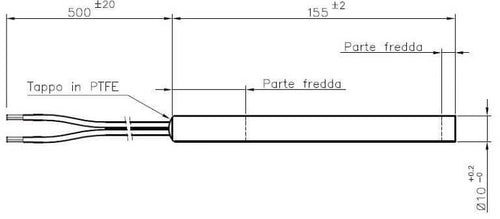 Resistenza Esecuzione Diretta, Diametro 10Mm, Lunghezza 155Mm, 300Watt  14701016