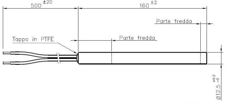 Resistenza Esecuzione Diretta, Diametro 12,5Mm, Lunghezza 160Mm, 350Watt