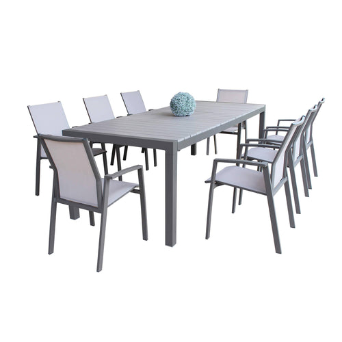 Tavolo allungabile Corfù in alluminio e Polywood dogato telescopico 160-240x100 cm per giardino e veranda