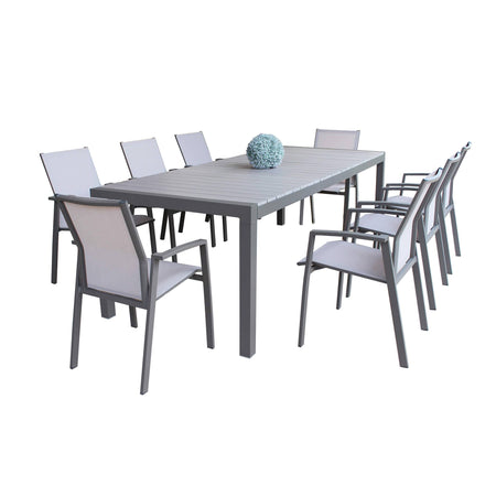 Tavolo allungabile "Corfù" in alluminio e Polywood dogato telescopico 160-240x100 cm per giardino e veranda